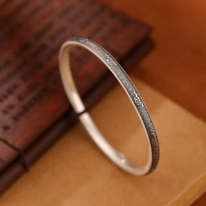 BWOOOH Vintage 999 Sterling Silver Auspicious Clouds Design Luck Bracelet Bangle - BWOOOH - 999 Sterling Silver