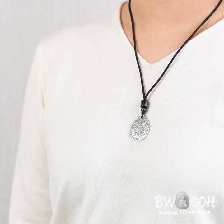 Buddha Stones Vintage 999 Sterling Silver Yin Yang Bagua Water Drop Design Balance Harmony Necklace Pendant - BWOOOH