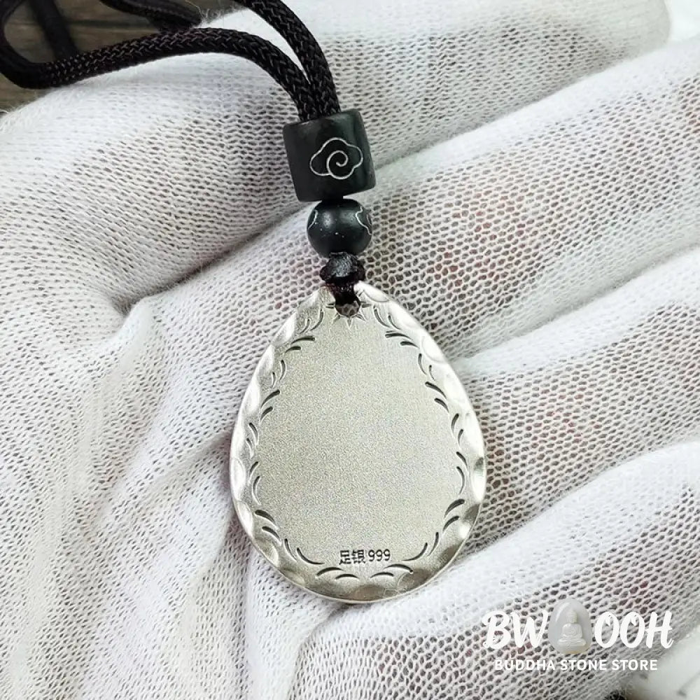 Buddha Stones Vintage 999 Sterling Silver Yin Yang Bagua Water Drop Design Balance Harmony Necklace Pendant - BWOOOH