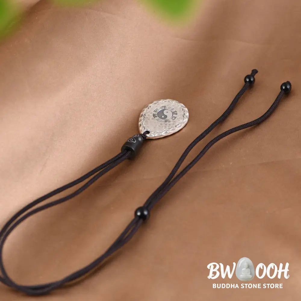 Buddha Stones Vintage 999 Sterling Silver Yin Yang Bagua Water Drop Design Balance Harmony Necklace Pendant - BWOOOH