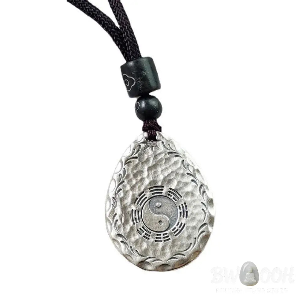 Buddha Stones Vintage 999 Sterling Silver Yin Yang Bagua Water Drop Design Balance Harmony Necklace Pendant - BWOOOH