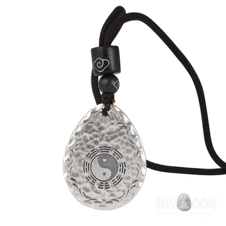 Buddha Stones Vintage 999 Sterling Silver Yin Yang Bagua Water Drop Design Balance Harmony Necklace Pendant - BWOOOH
