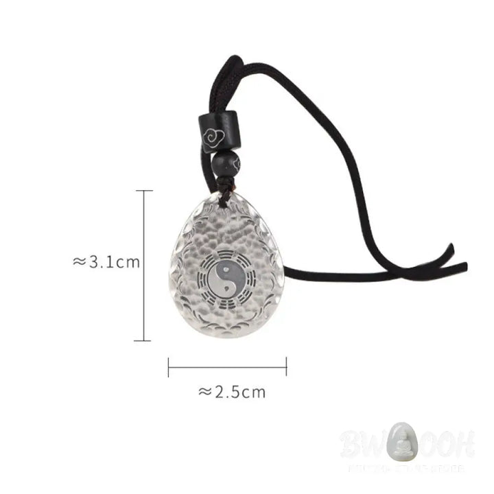 Buddha Stones Vintage 999 Sterling Silver Yin Yang Bagua Water Drop Design Balance Harmony Necklace Pendant - BWOOOH