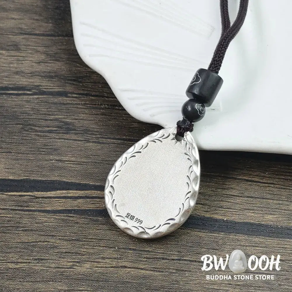 Buddha Stones Vintage 999 Sterling Silver Yin Yang Bagua Water Drop Design Balance Harmony Necklace Pendant - BWOOOH