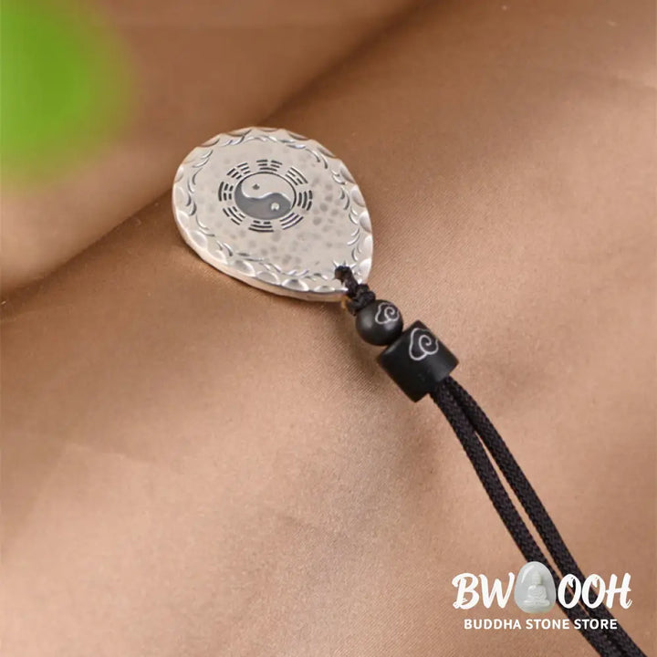 Buddha Stones Vintage 999 Sterling Silver Yin Yang Bagua Water Drop Design Balance Harmony Necklace Pendant - BWOOOH