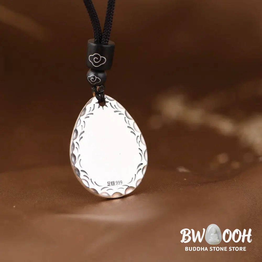 Buddha Stones Vintage 999 Sterling Silver Yin Yang Bagua Water Drop Design Balance Harmony Necklace Pendant - BWOOOH