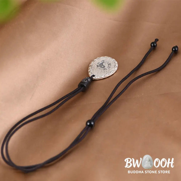 Buddha Stones Vintage 999 Sterling Silver Yin Yang Bagua Water Drop Design Balance Harmony Necklace Pendant - BWOOOH