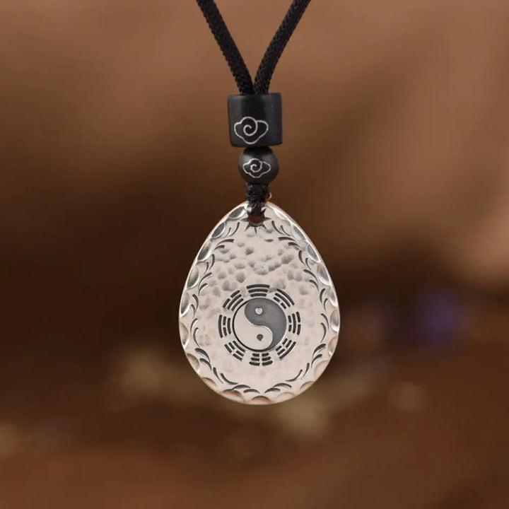 BWOOOH vintage 999 sterling silver Yin Yang Bagua water drop balance harmony necklace pendant