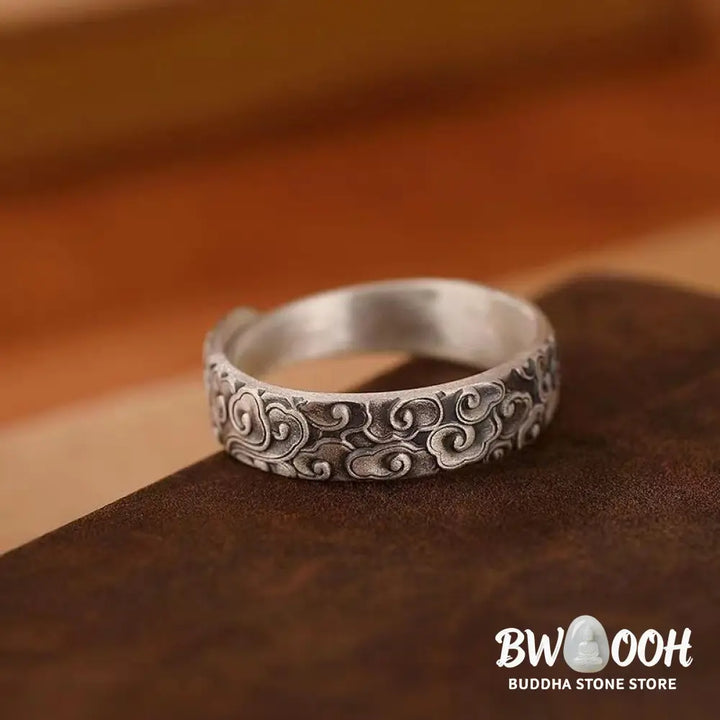 Buddha Stones Vintage Auspicious Clouds Pattern Luck Ring - BWOOOH - Auspicious Clouds(Size Adjustable) - Ring