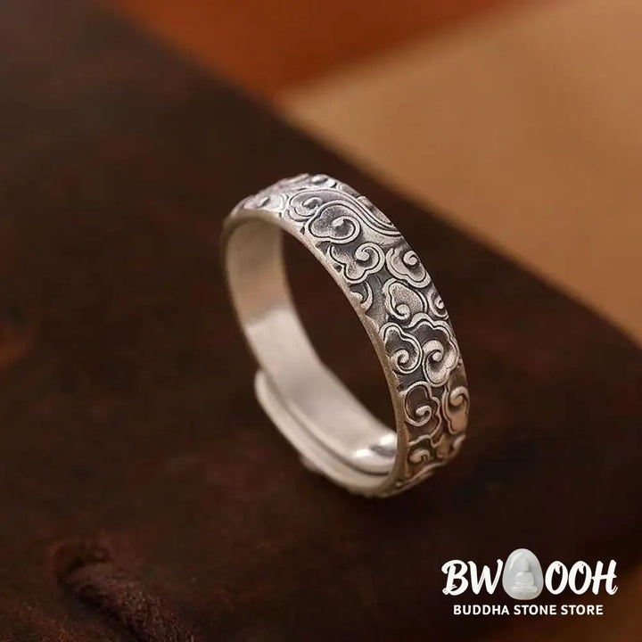 Buddha Stones Vintage Auspicious Clouds Pattern Luck Ring - BWOOOH - Auspicious Clouds(Size Adjustable) - Ring