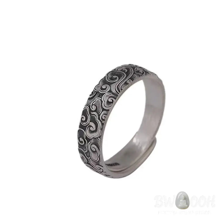Buddha Stones Vintage Auspicious Clouds Pattern Luck Ring - BWOOOH - Auspicious Clouds(Size Adjustable) - Ring