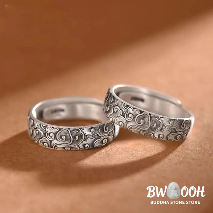Buddha Stones Vintage Auspicious Clouds Pattern Luck Ring - BWOOOH - Auspicious Clouds(Size Adjustable) - Ring