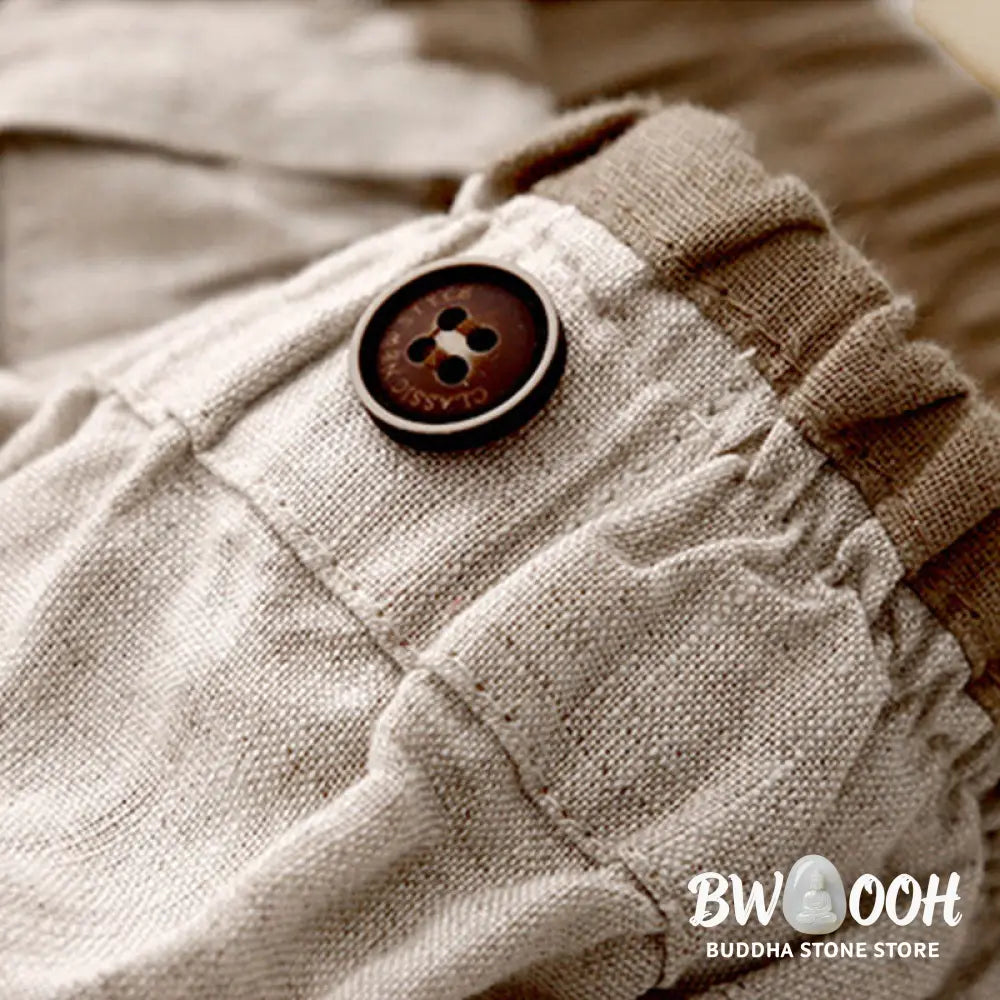 Buddha Stones Vintage Casual Plain Side Slit Elastic Waist Cotton Linen Women’s Skirt With Pockets - Skirt