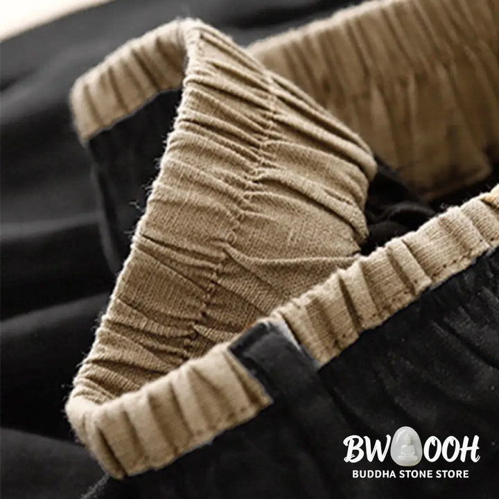 Buddha Stones Vintage Casual Plain Side Slit Elastic Waist Cotton Linen Women’s Skirt With Pockets - Skirt