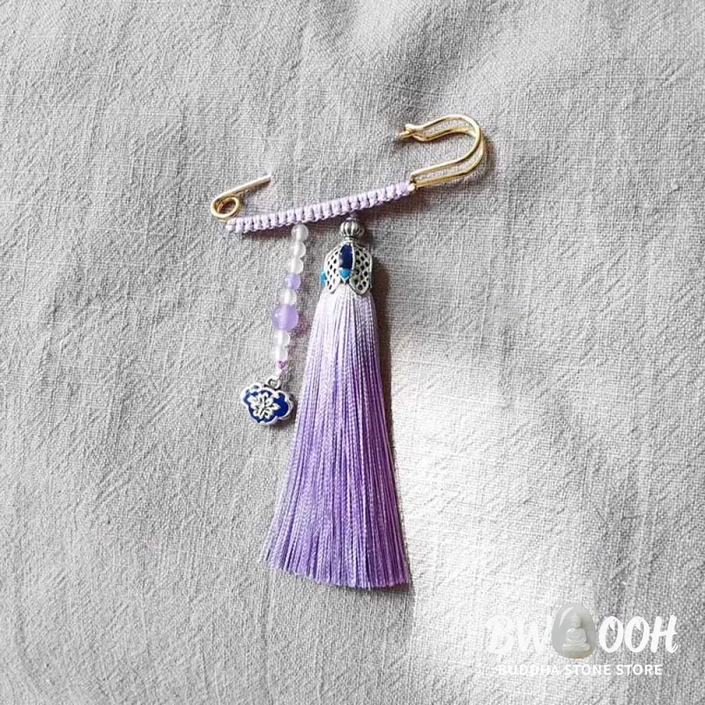 Buddha Stones Vintage Chalcedony Beads Tassels Positive Brooch - Brooch