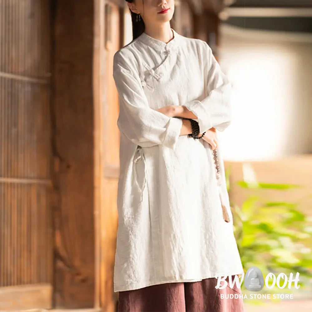 Buddha Stones Vintage Cotton Linen Blouse Women Long Sleeve Shirt Chinese Hanfu Top - Long Sleeve Shirt