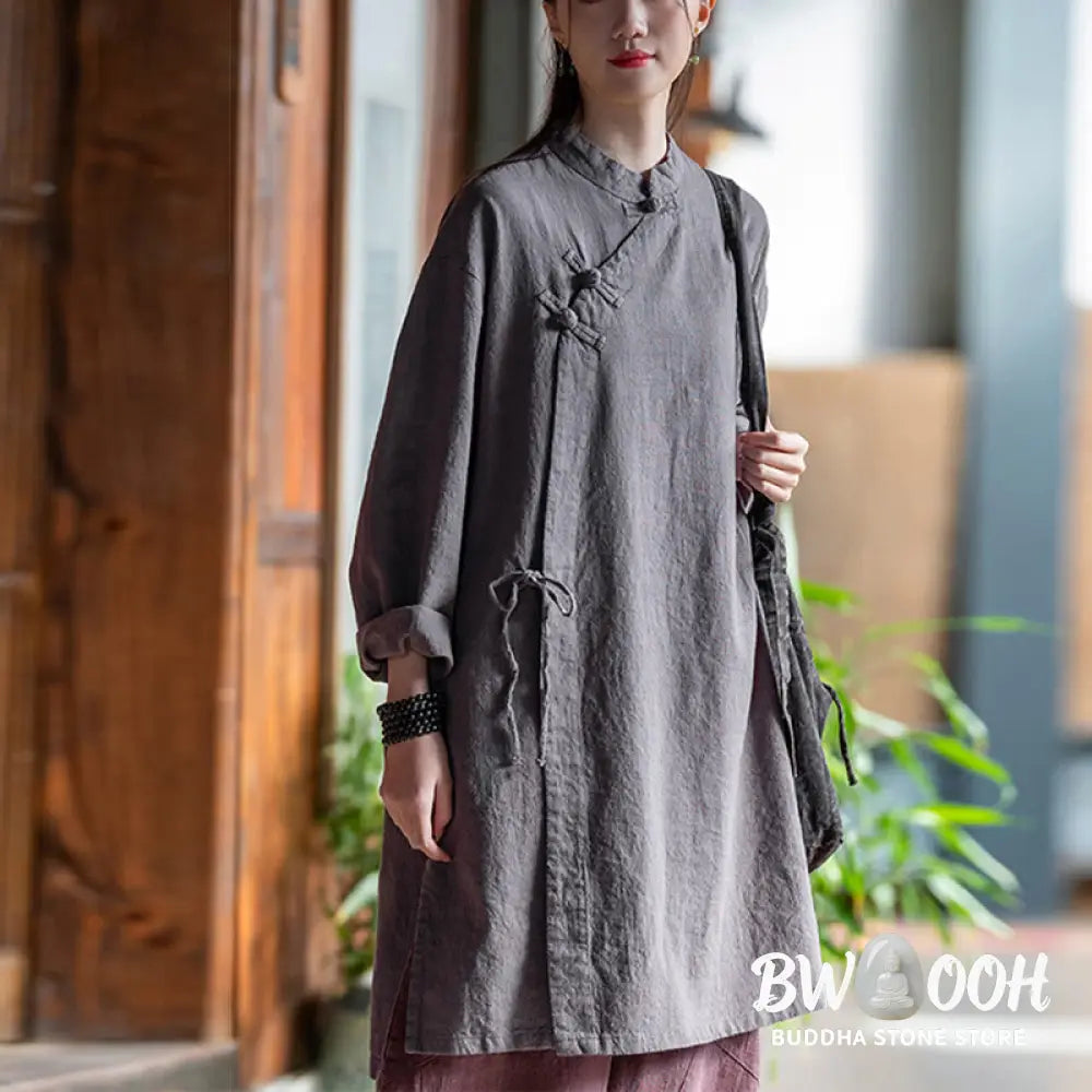 Buddha Stones Vintage Cotton Linen Blouse Women Long Sleeve Shirt Chinese Hanfu Top - Long Sleeve Shirt