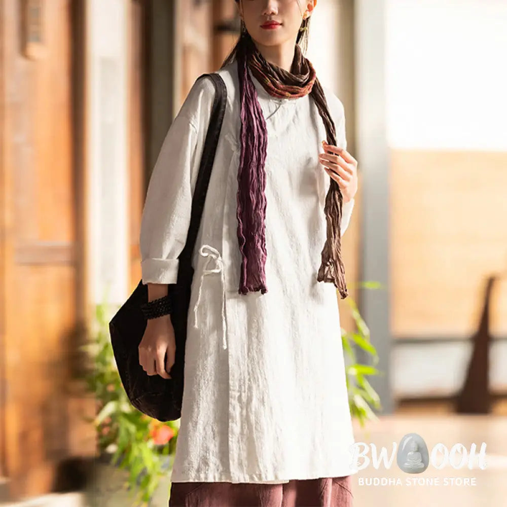 Buddha Stones Vintage Cotton Linen Blouse Women Long Sleeve Shirt Chinese Hanfu Top - Long Sleeve Shirt