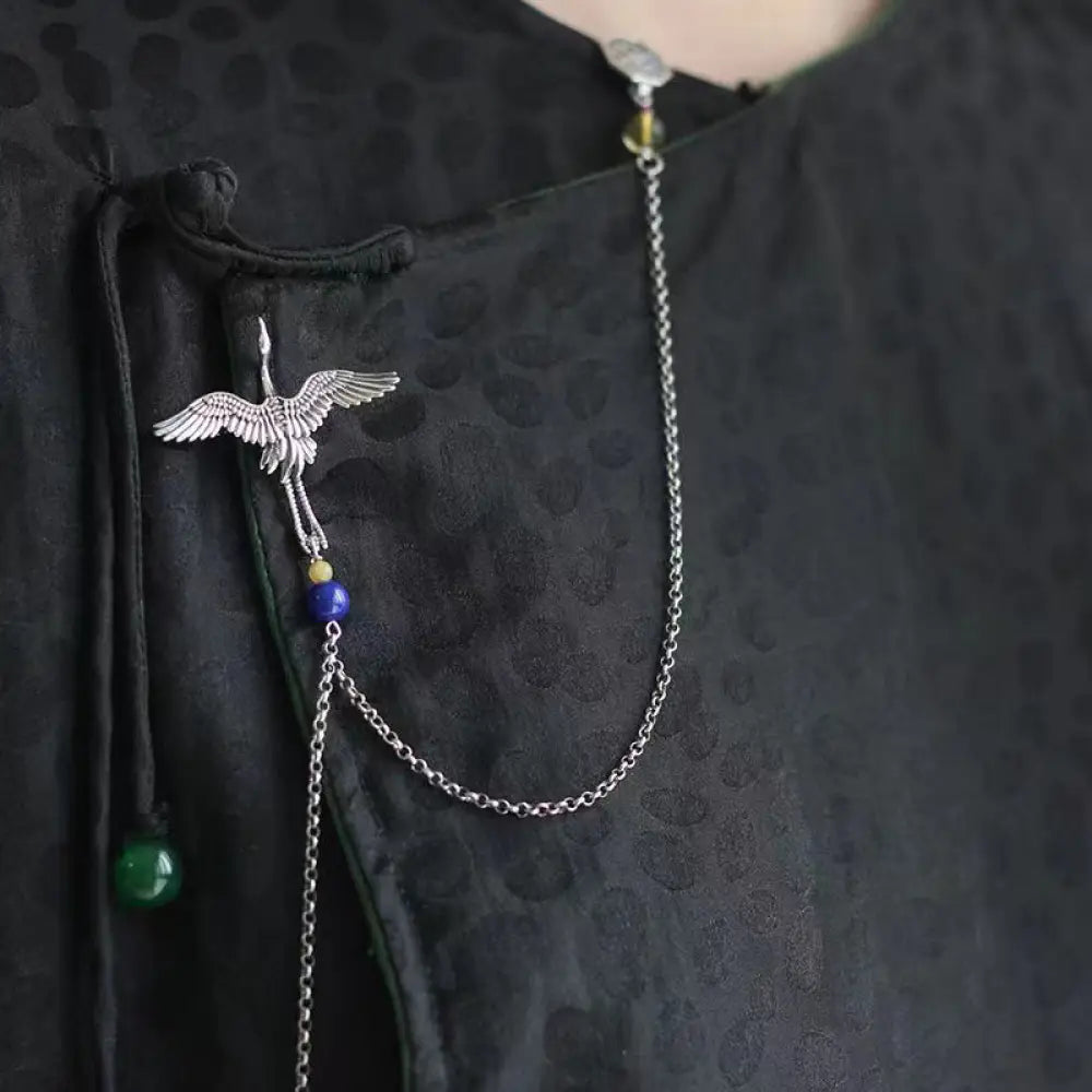 BWOOOH Vintage Crane Happiness Copper Brooch