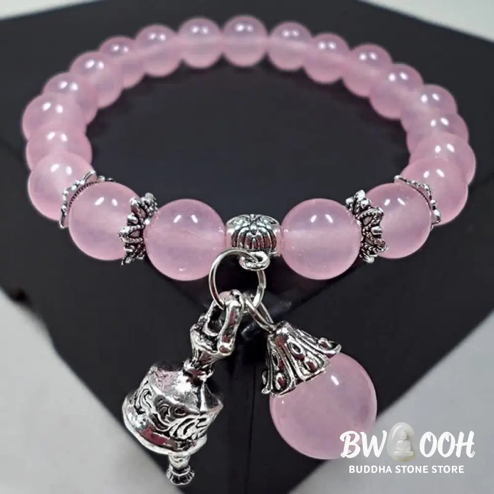 BWOOOH Vintage Crystal Chalcedony Stone Energy Beaded Bell Charm Bracelet | spiritual healing bracelet