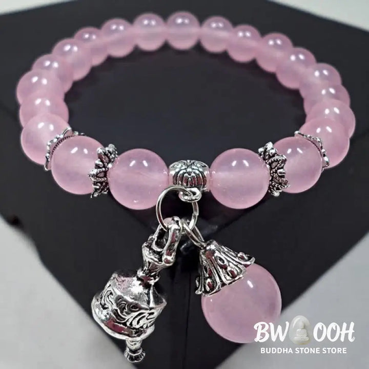 BWOOOH Vintage Crystal Chalcedony Stone Energy Beaded Bell Charm Bracelet | spiritual healing bracelet