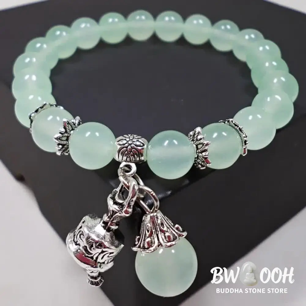 BWOOOH Vintage Crystal Chalcedony Stone Energy Beaded Bell Charm Bracelet | spiritual healing bracelet