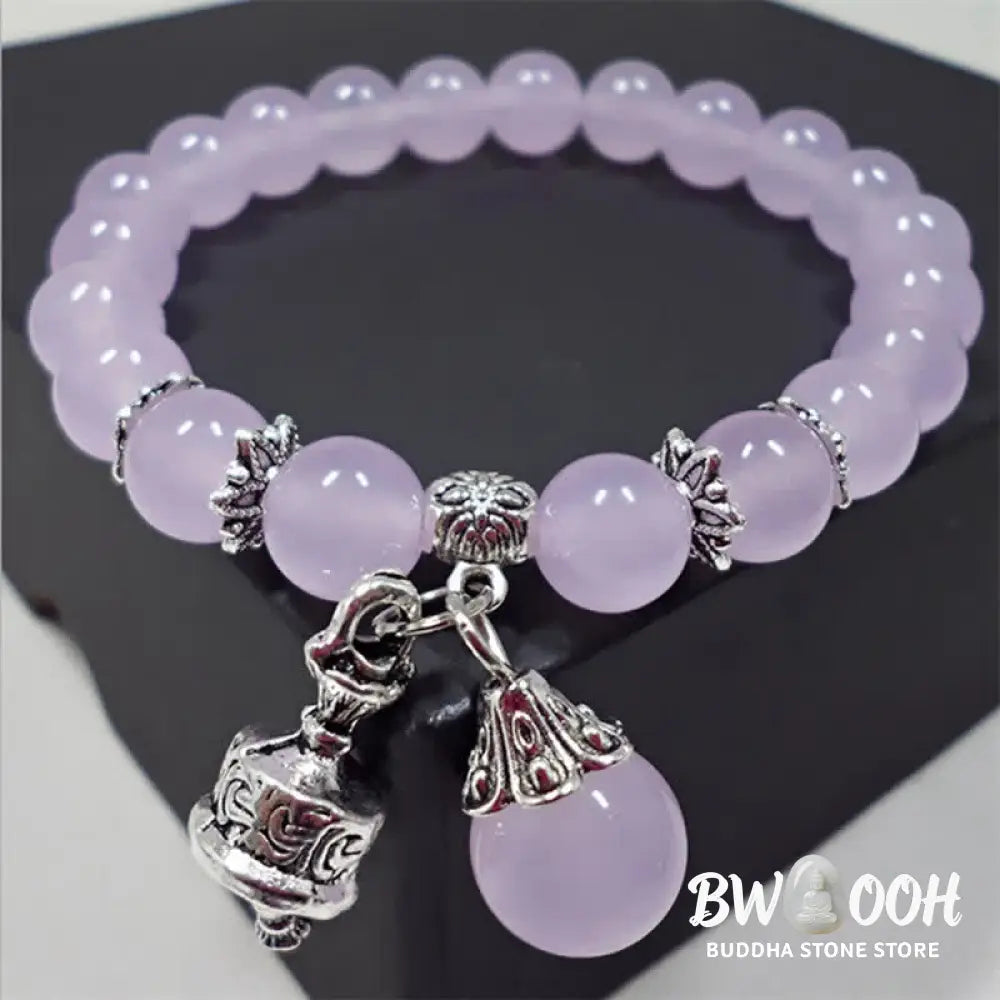 BWOOOH Vintage Crystal Chalcedony Stone Energy Beaded Bell Charm Bracelet | spiritual healing bracelet