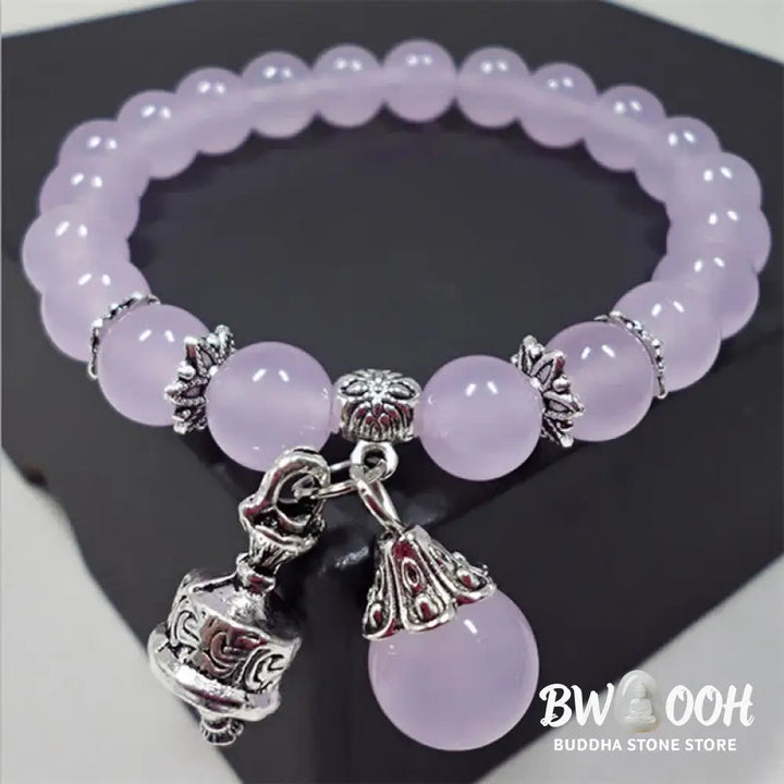 BWOOOH Vintage Crystal Chalcedony Stone Energy Beaded Bell Charm Bracelet | spiritual healing bracelet