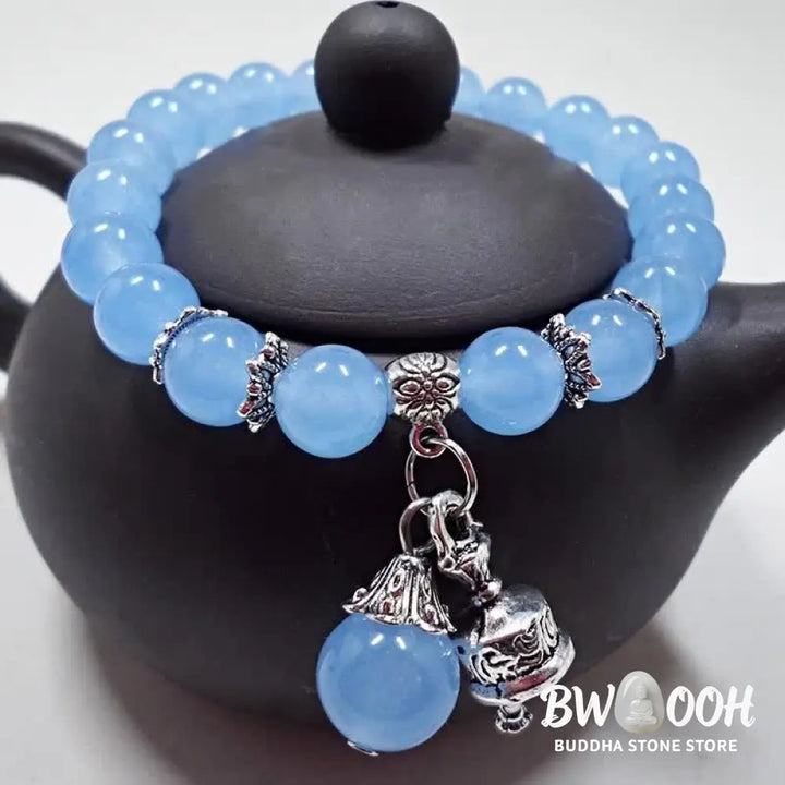 BWOOOH Vintage Crystal Chalcedony Stone Energy Beaded Bell Charm Bracelet | spiritual healing bracelet