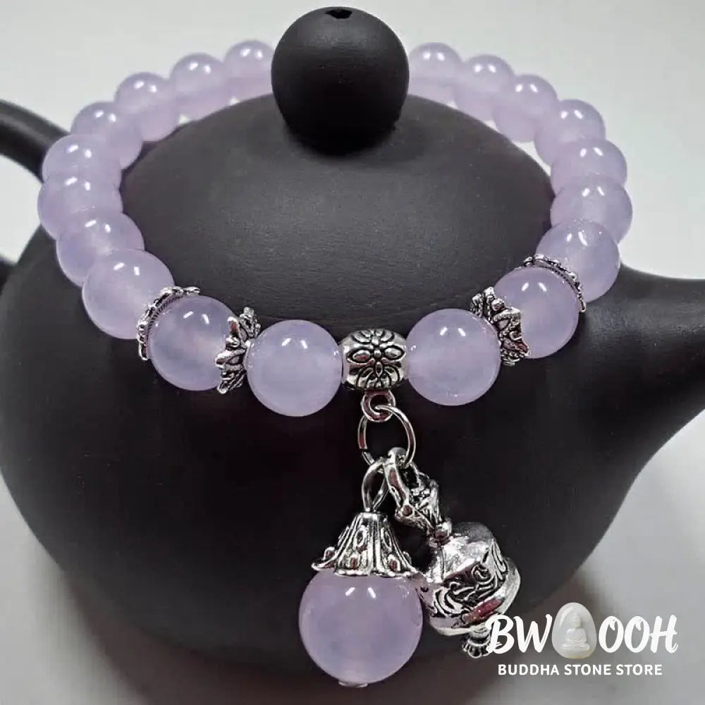 BWOOOH Vintage Crystal Chalcedony Stone Energy Beaded Bell Charm Bracelet | spiritual healing bracelet