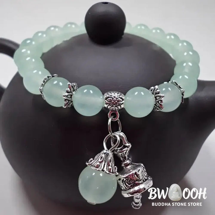 BWOOOH Vintage Crystal Chalcedony Stone Energy Beaded Bell Charm Bracelet | spiritual healing bracelet
