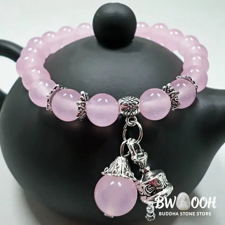 BWOOOH Vintage Crystal Chalcedony Stone Energy Beaded Bell Charm Bracelet | spiritual healing bracelet