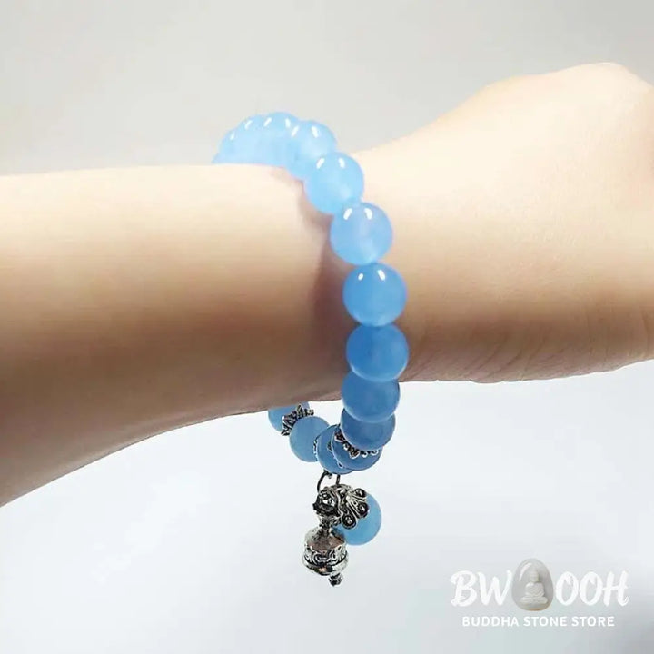 BWOOOH Vintage Crystal Chalcedony Stone Energy Beaded Bell Charm Bracelet | spiritual healing bracelet