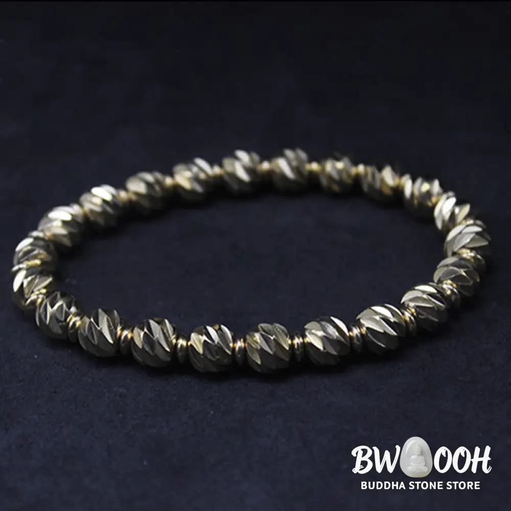 Buddha Stones Vintage Distressed Knife Carving Pattern Copper Brass Beads Wealth Bracelet - BWOOOH - Bracelet