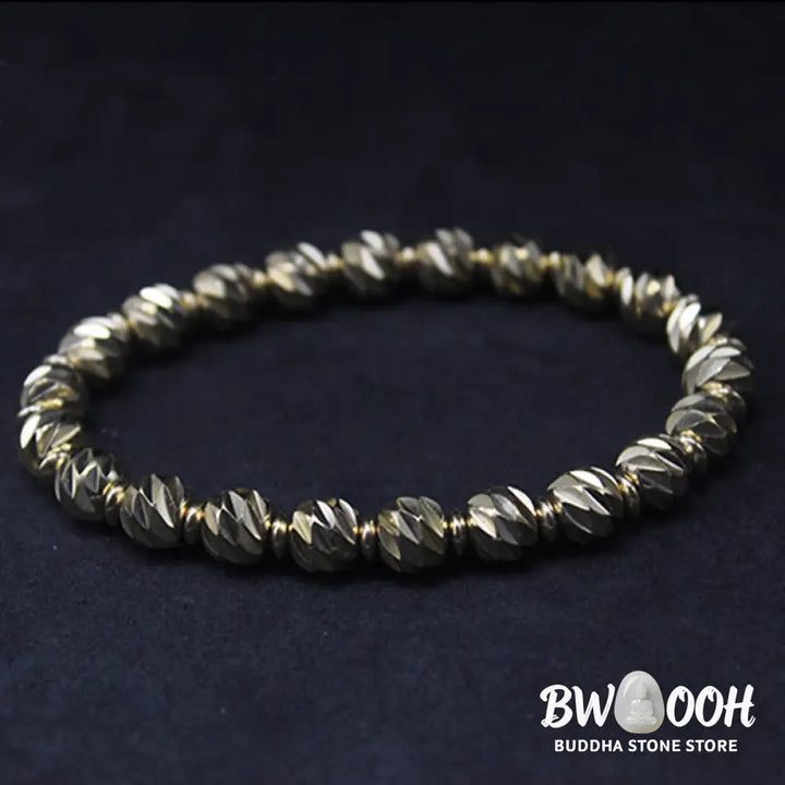 Buddha Stones Vintage Distressed Knife Carving Pattern Copper Brass Beads Wealth Bracelet - BWOOOH - Bracelet
