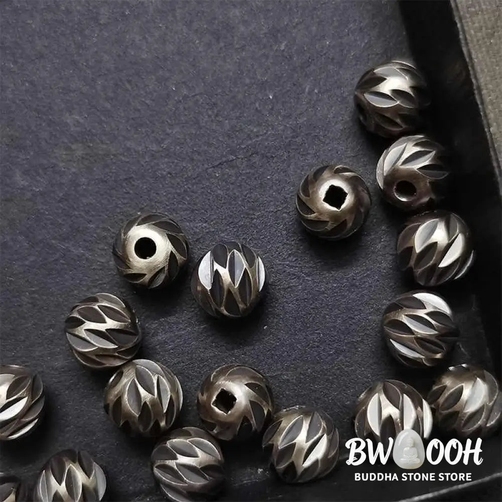 Buddha Stones Vintage Distressed Knife Carving Pattern Copper Brass Beads Wealth Bracelet - BWOOOH - Bracelet