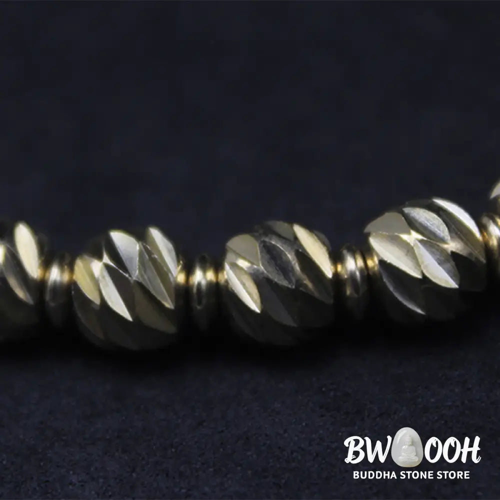 Buddha Stones Vintage Distressed Knife Carving Pattern Copper Brass Beads Wealth Bracelet - BWOOOH - Bracelet