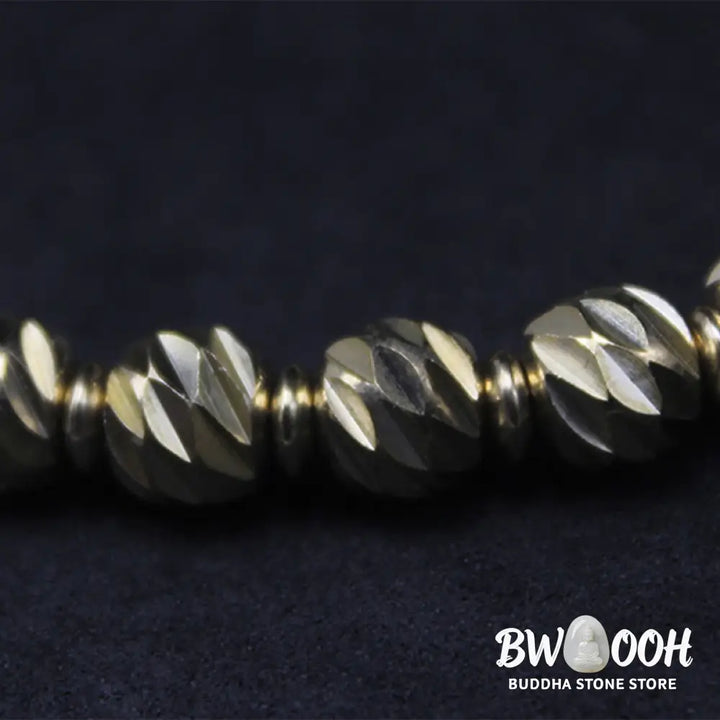 Buddha Stones Vintage Distressed Knife Carving Pattern Copper Brass Beads Wealth Bracelet - BWOOOH - Bracelet