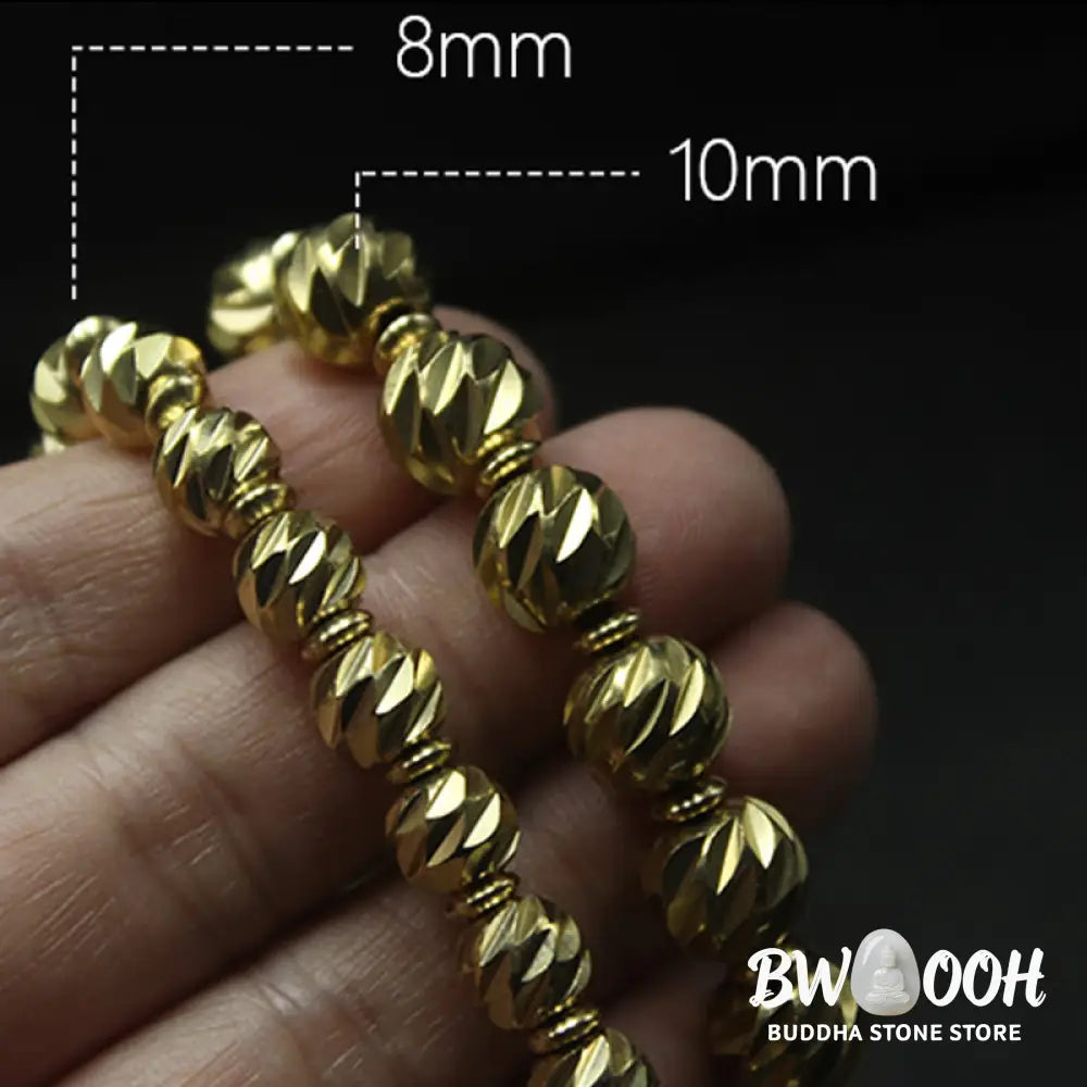 Buddha Stones Vintage Distressed Knife Carving Pattern Copper Brass Beads Wealth Bracelet - BWOOOH - Bracelet