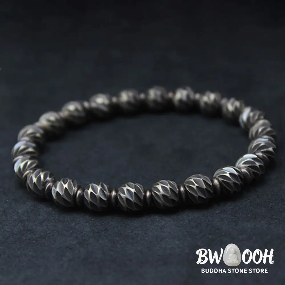Buddha Stones Vintage Distressed Knife Carving Pattern Copper Brass Beads Wealth Bracelet - BWOOOH - Bracelet