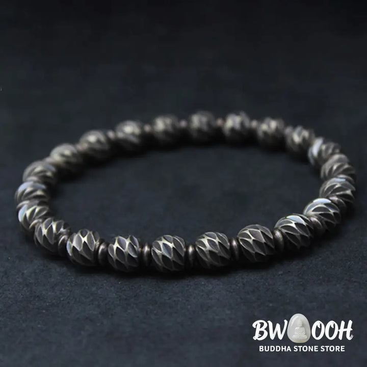 Buddha Stones Vintage Distressed Knife Carving Pattern Copper Brass Beads Wealth Bracelet - BWOOOH - Bracelet