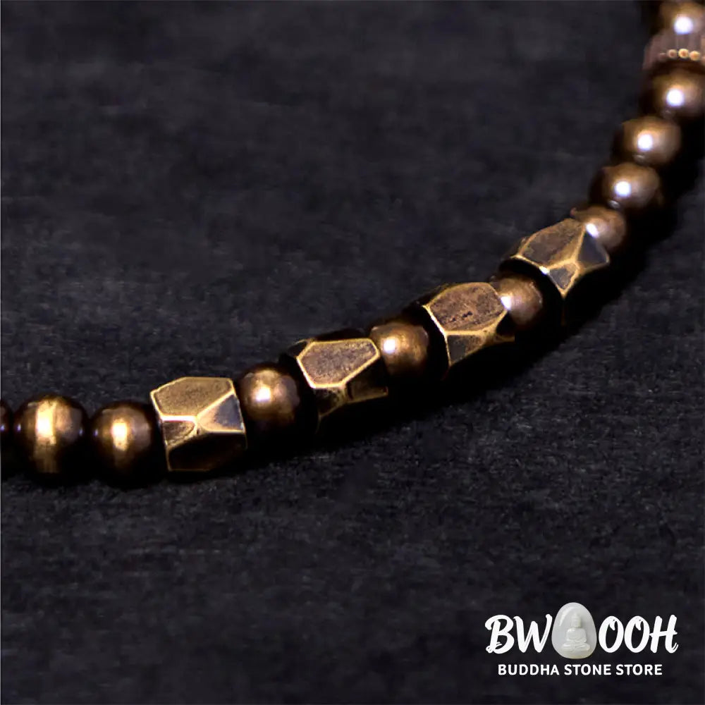 Buddha Stones Vintage Distressed Simple Design Copper Brass Beads Wealth Bracelet - BWOOOH - Bracelet