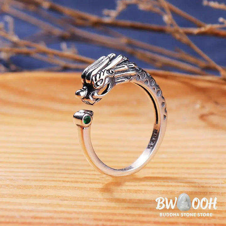 Buddha Stones Vintage Dragon Design Success Strength Adjustable Ring - BWOOOH - Dragon(Protection♥Success) - Ring
