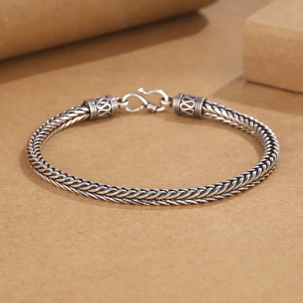 Buddha Stones Vintage Dragon Keel Braided Twisted Design Wealth Buckle Bracelet - BWOOOH - 18cm - Bracelet