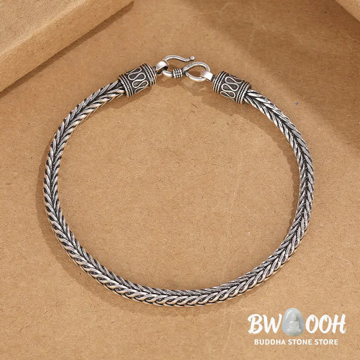 Buddha Stones Vintage Dragon Keel Braided Twisted Design Wealth Buckle Bracelet - BWOOOH - Bracelet