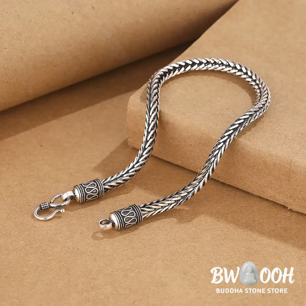 Buddha Stones Vintage Dragon Keel Braided Twisted Design Wealth Buckle Bracelet - BWOOOH - Bracelet