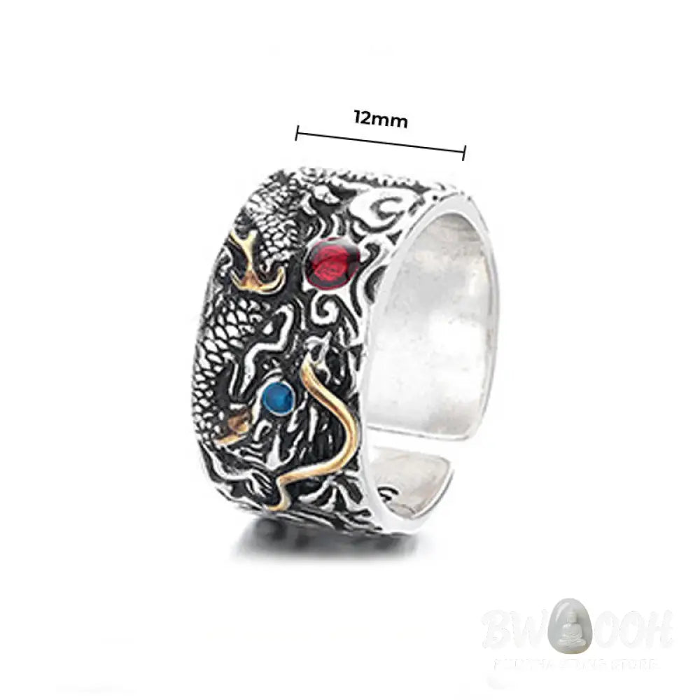 Buddha Stones Vintage Dragon Pattern Copper Plated Silver Balance Ring - Copper - Ring