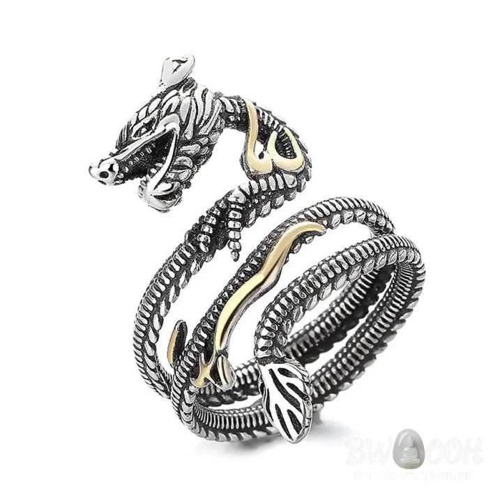 Buddha Stones Vintage Dragon Pattern Copper Strength Ring - BWOOOH - Ring