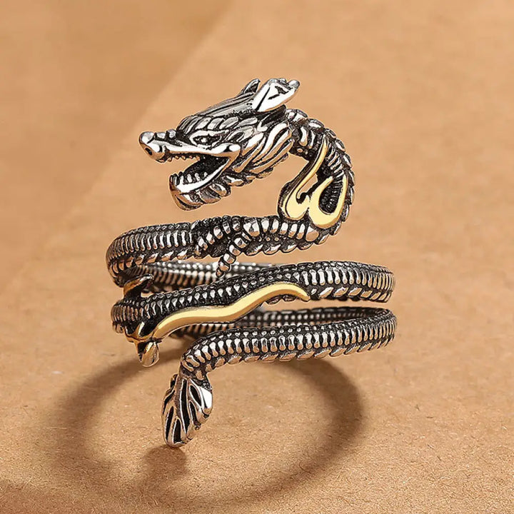 BWOOOH Vintage Dragon Pattern Copper Strength Ring — Dragon spiritual jewelry for spiritual healing and mindful living