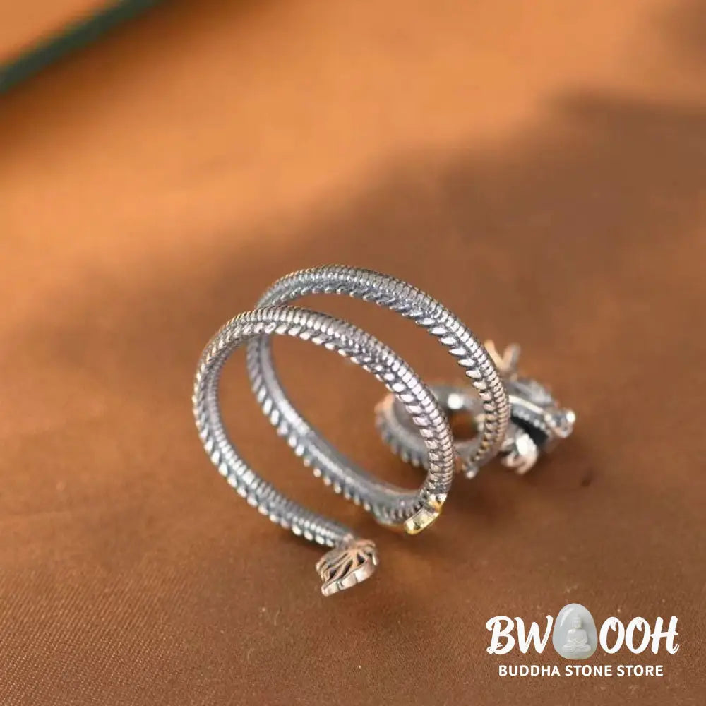Buddha Stones Vintage Dragon Pattern Protection Ring - Vintage Dragon Pattern(Adjustable) - Ring